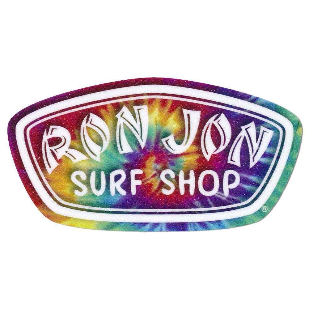 10800340000D-ron_jon_tie_dye_badge_rugged_sticker_front