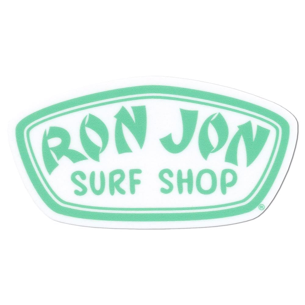 10800342000D-ron_jon_green_and_white_badge_rugged_sticker_front