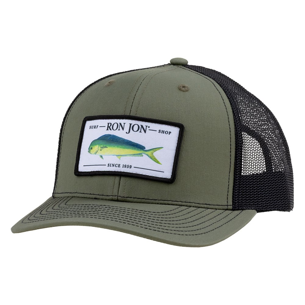 10841318000-ron-jon-black-loden-mahi-112-trucker-hat-front