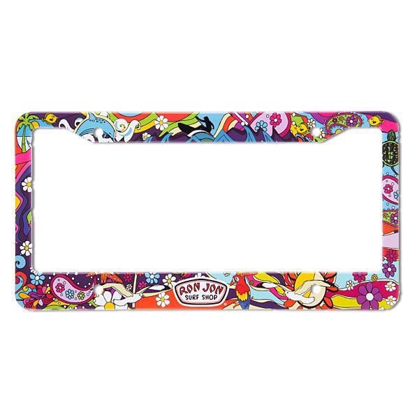 10990712000D-ron_jon_hippie_print_license_plate_frame_front