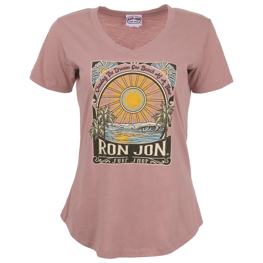 13340928103-blush-ron-jon-womens-v-neck-chasing-the-dream-tee-front