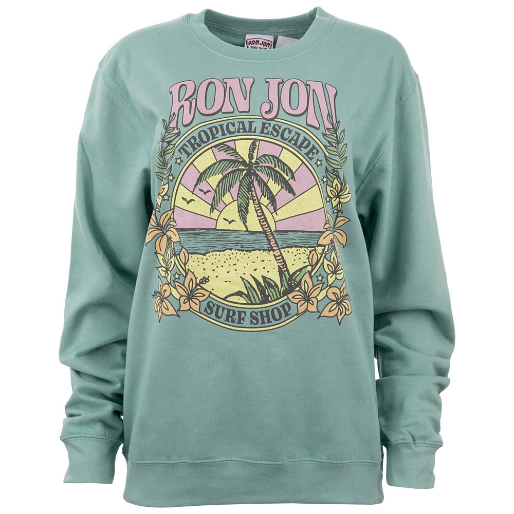 13351044077-sea-foam-ron-jon-womens-tropical-escape-crew-neck-pullover-front