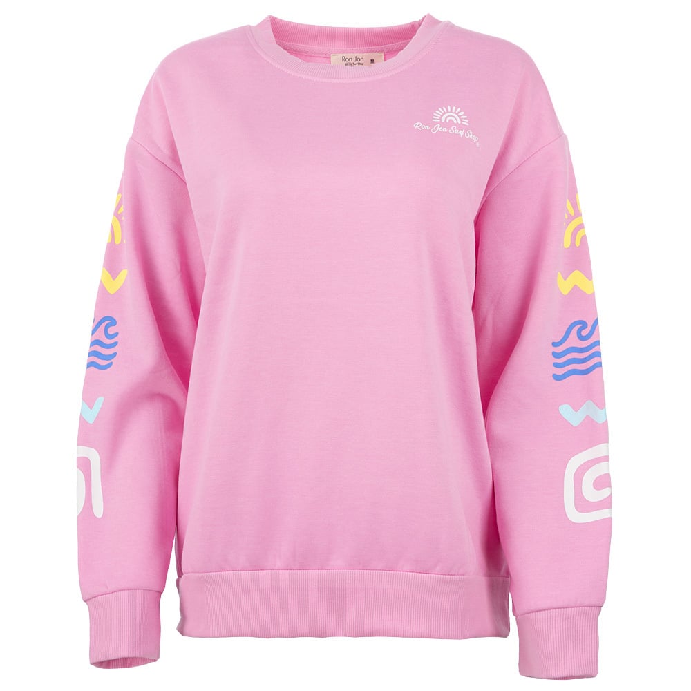 13351055040-pink-ron-jon-womens-colorful-icon-crew-neck-pullover-front