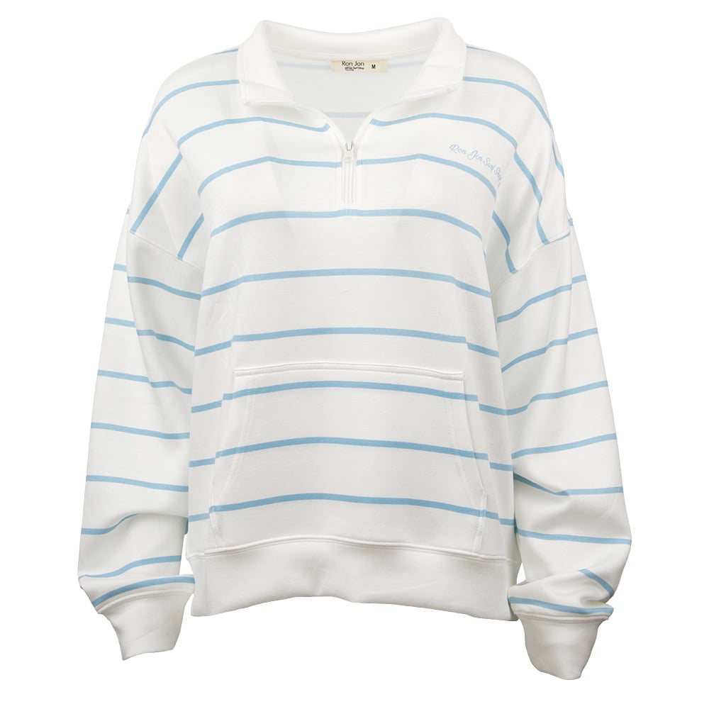 13351057081-ron-jon-womens-light-blue-stripe-cloud-quarter-zip-top-front