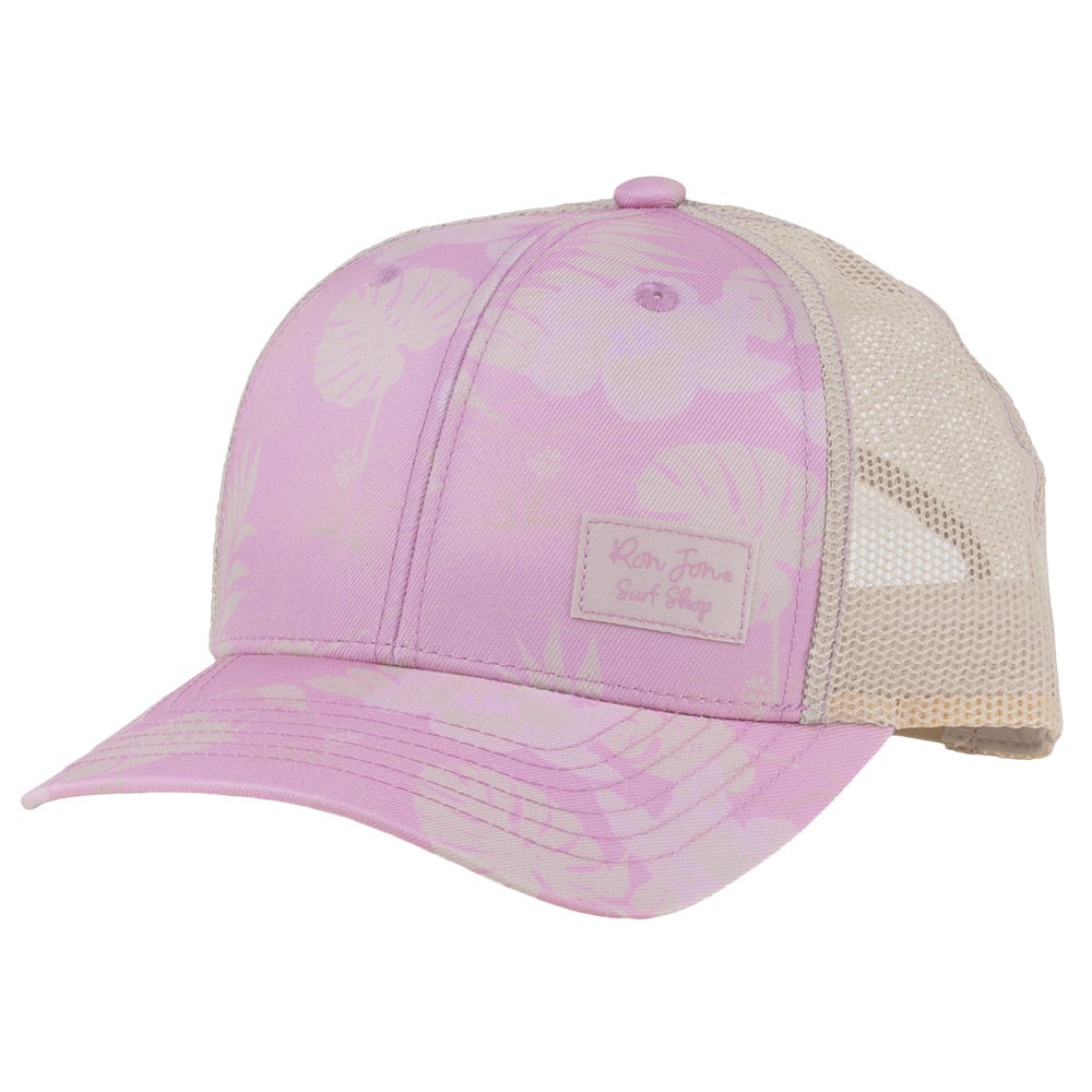 18830295000-ron-jon-pink-tonal-hibiscus-trucker-hat-front